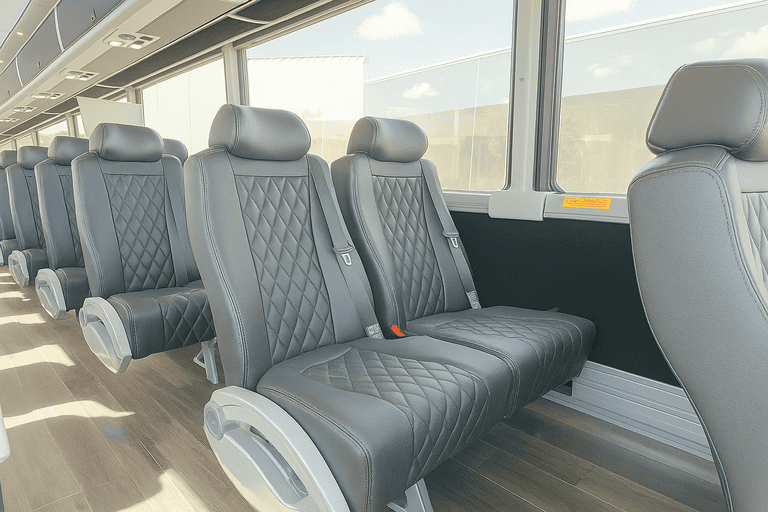 interior of Louisville Minibus Company charter bus