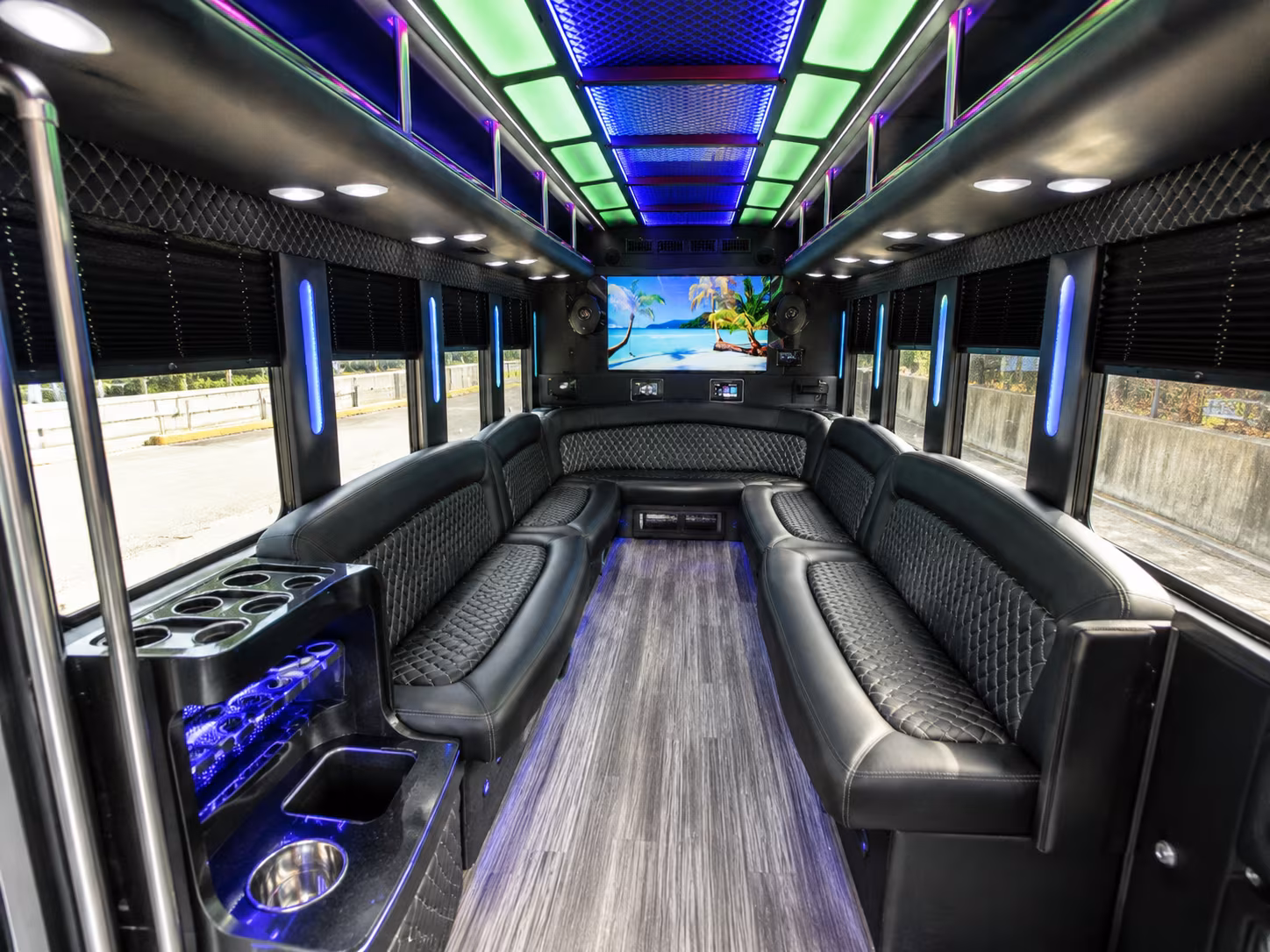 louisville 18 passenger party bus inside