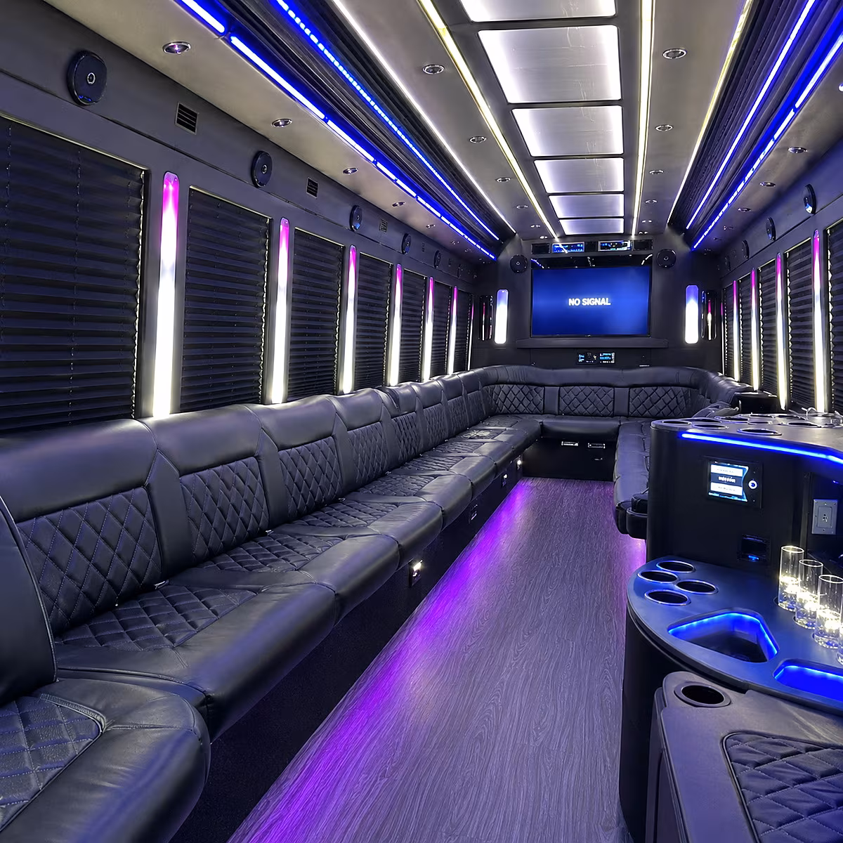 louisville 30 passenger party bus inside