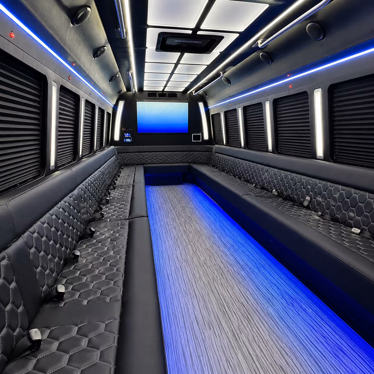 louisville 50 passenger party bus inside